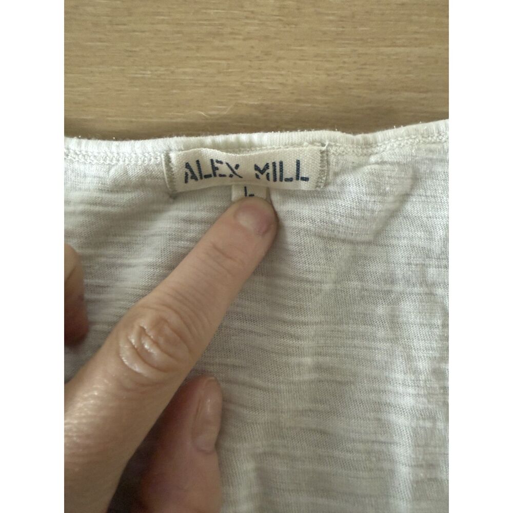 Alex Mill White Scoop Neck Slub Tee Size L Casual Essential Top - Picture 2 of 3